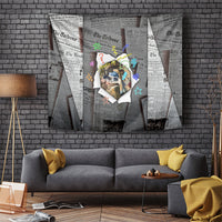Cat Girl With A Pearl Earring Newspaper Tapestry Made By Human Handmade Mixed Media Pop Art