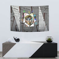 Cat Girl With A Pearl Earring Newspaper Tapestry Made By Human Handmade Mixed Media Pop Art