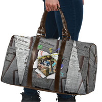 Cat Girl With A Pearl Earring Newspaper Travel Bag Made By Human Handmade Mixed Media Pop Art
