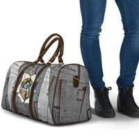 Cat Girl With A Pearl Earring Newspaper Travel Bag Made By Human Handmade Mixed Media Pop Art