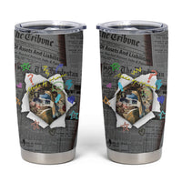 Cat Girl With A Pearl Earring Newspaper Tumbler Cup Made By Human Handmade Mixed Media Pop Art