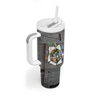 Cat Girl With A Pearl Earring Newspaper Tumbler With Handle Made By Human Handmade Mixed Media Pop Art