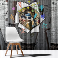 Cat Girl With A Pearl Earring Newspaper Window Curtain Made By Human Handmade Mixed Media Pop Art