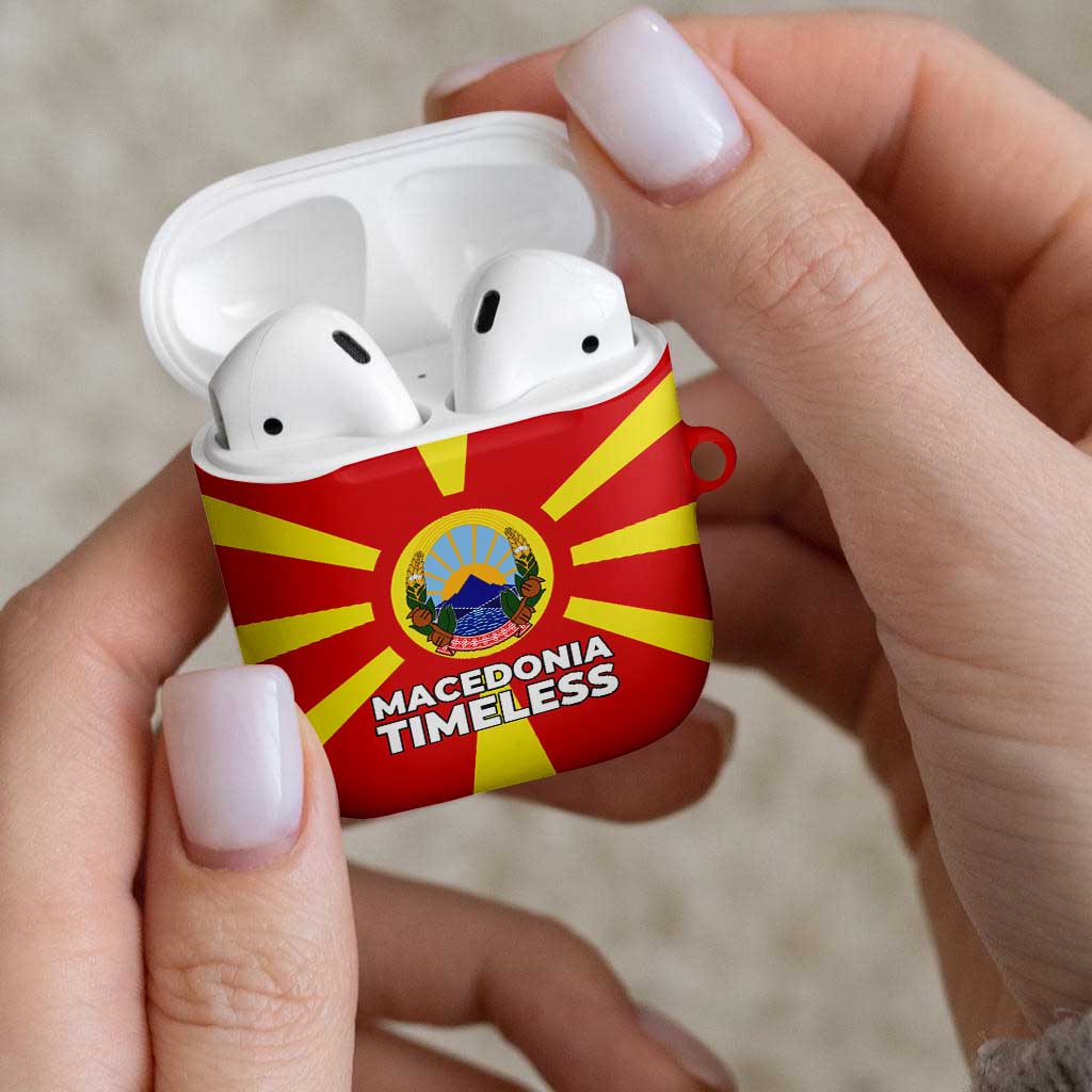 Macedonia AirPods Case with National Emblem and Sunburst Flag Design - Wonder Print Shop