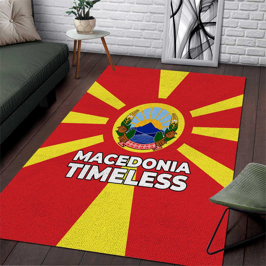 Macedonia Area Rug with National Emblem and Sunburst Flag Design - Wonder Print Shop