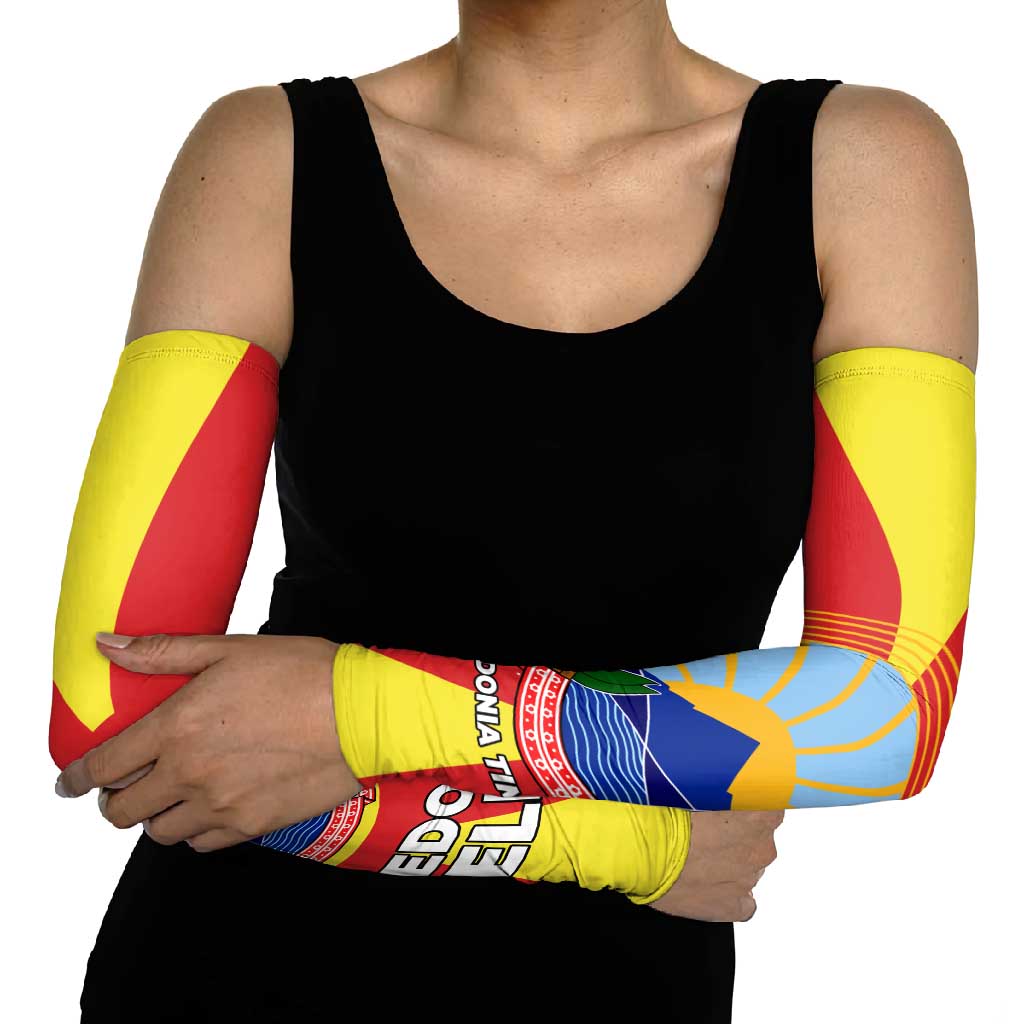 Macedonia Arm Sleeves with National Emblem and Sunburst Flag Design - Wonder Print Shop