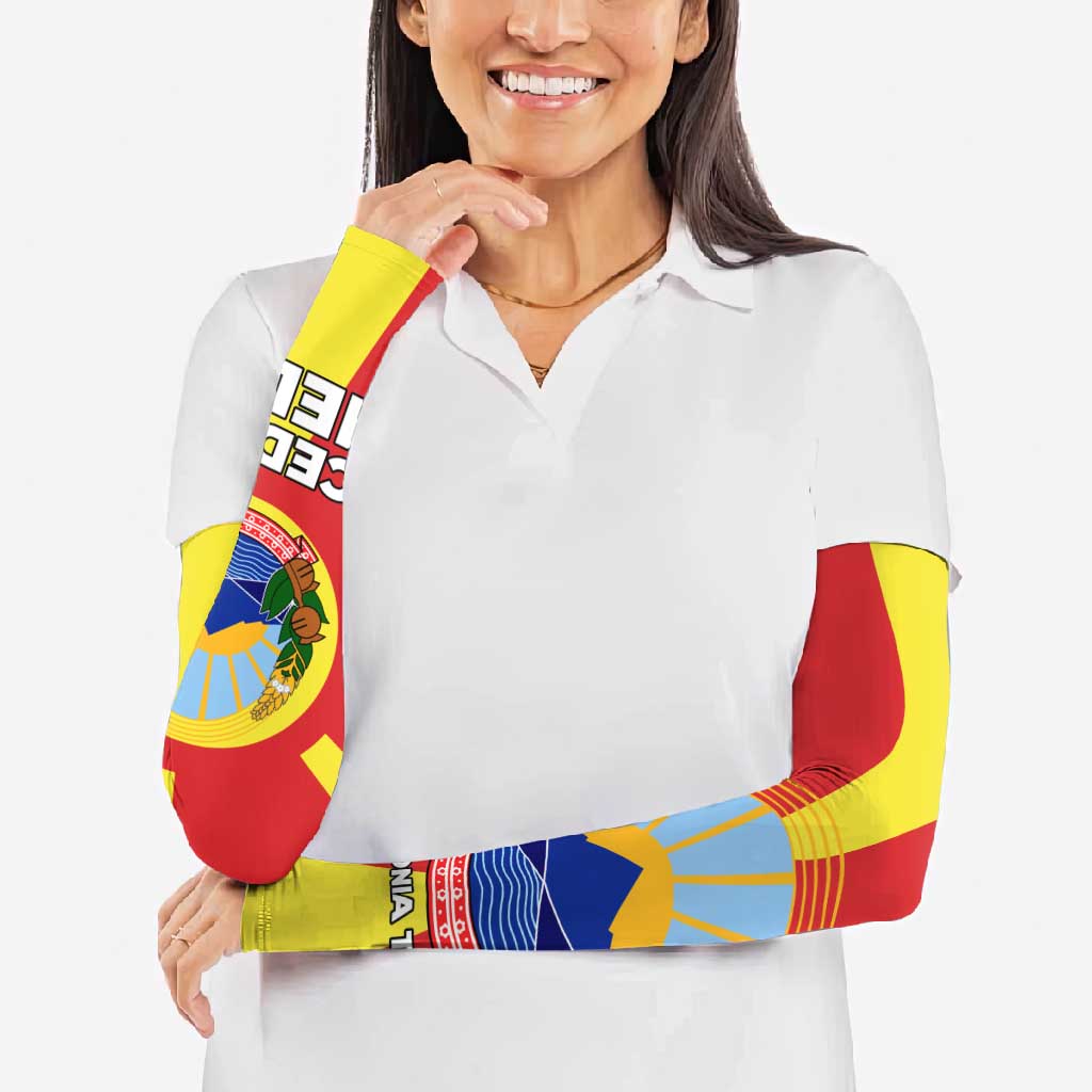 Macedonia Arm Sleeves with National Emblem and Sunburst Flag Design - Wonder Print Shop
