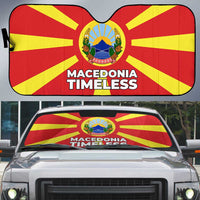 Macedonia Auto Sun Shade with National Emblem and Sunburst Flag Design - Wonder Print Shop