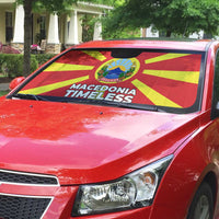 Macedonia Auto Sun Shade with National Emblem and Sunburst Flag Design - Wonder Print Shop