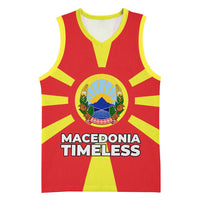 Macedonia Basketball Jersey with National Emblem and Sunburst Flag Design - Wonder Print Shop