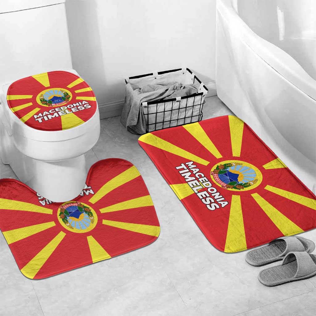 Macedonia Bathroom Set with National Emblem and Sunburst Flag Design - Wonder Print Shop