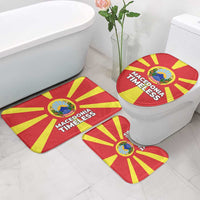 Macedonia Bathroom Set with National Emblem and Sunburst Flag Design - Wonder Print Shop