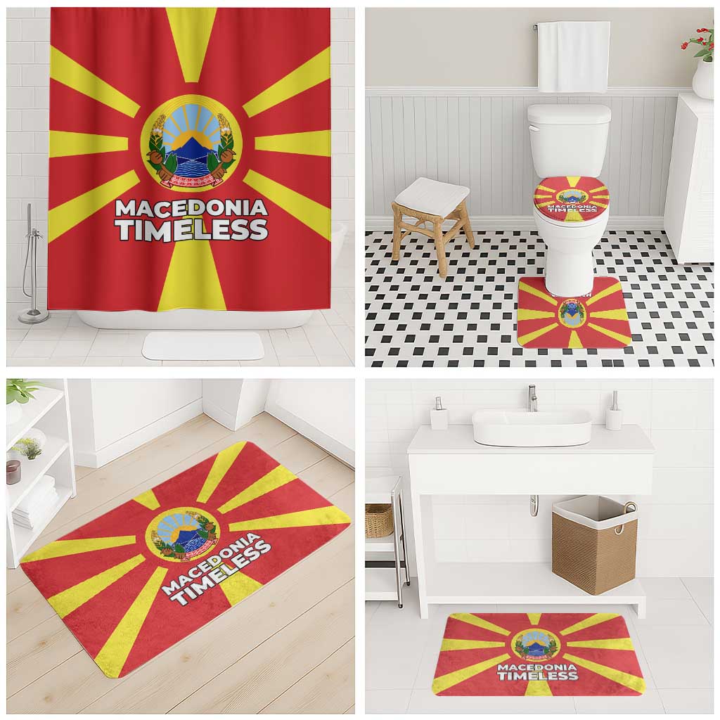 Macedonia Bathroom Set with National Emblem and Sunburst Flag Design - Wonder Print Shop