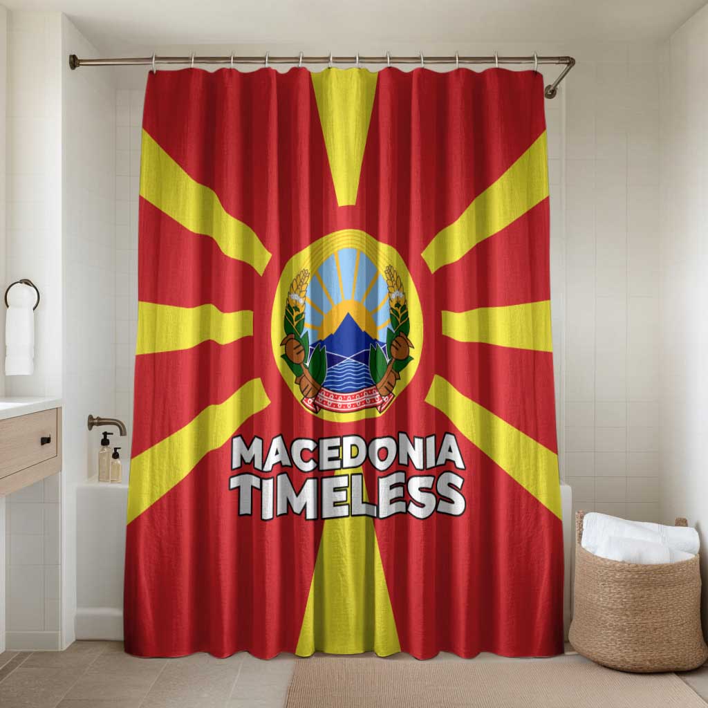 Macedonia Bathroom Set with National Emblem and Sunburst Flag Design - Wonder Print Shop