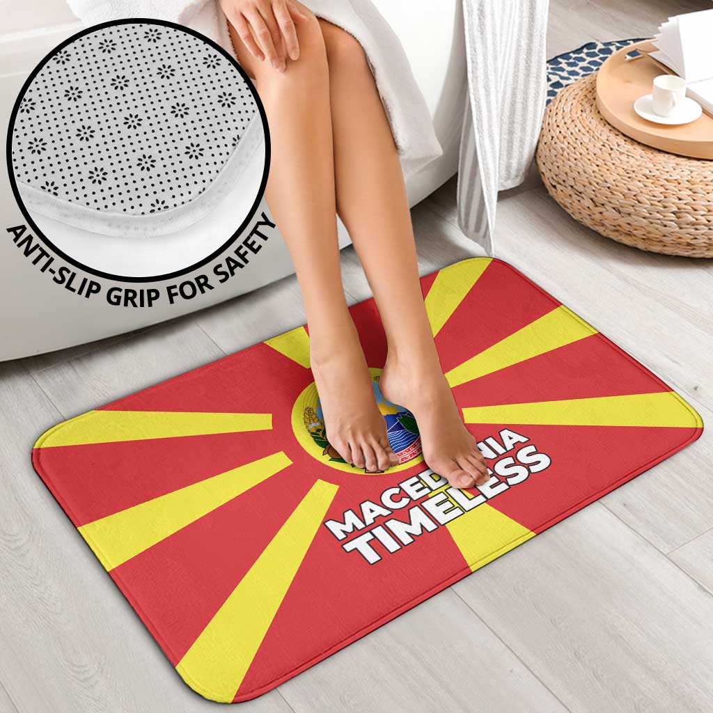 Macedonia Bathroom Set with National Emblem and Sunburst Flag Design - Wonder Print Shop