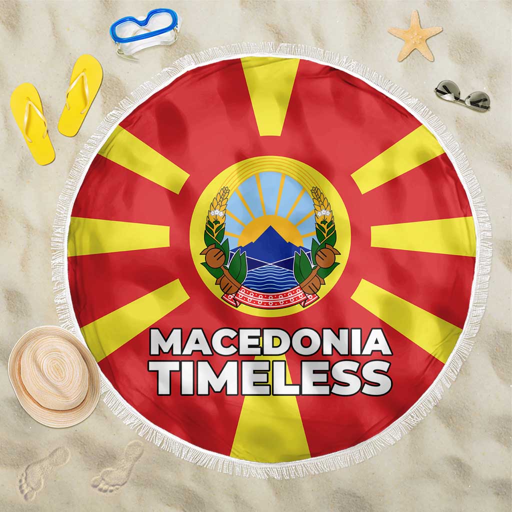 Macedonia Beach Blanket with National Emblem and Sunburst Flag Design - Wonder Print Shop