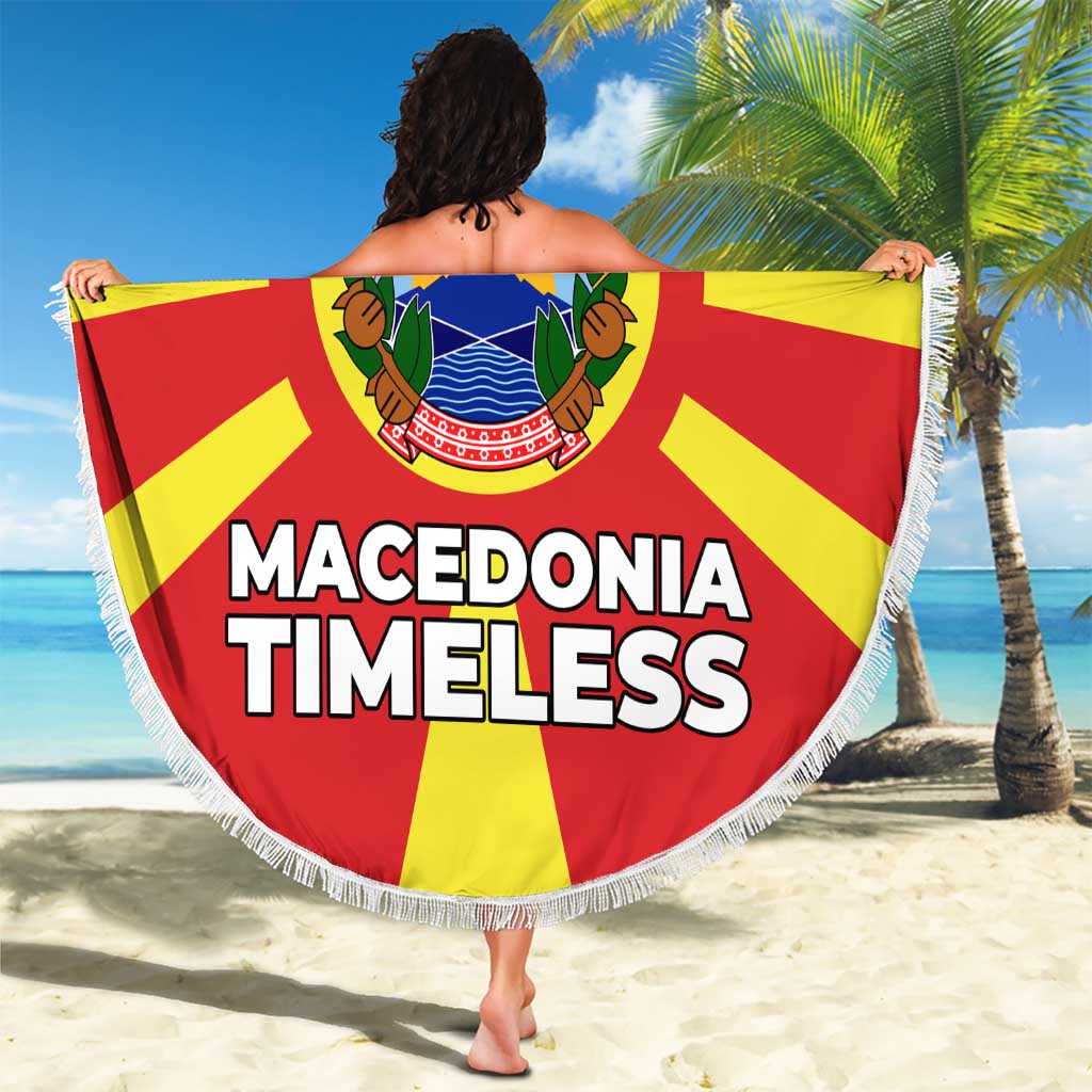 Macedonia Beach Blanket with National Emblem and Sunburst Flag Design - Wonder Print Shop