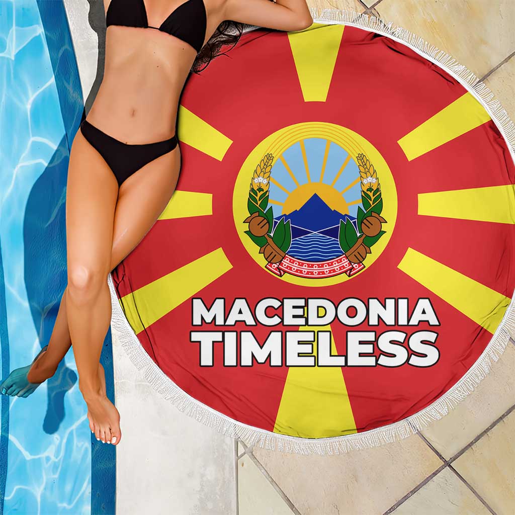 Macedonia Beach Blanket with National Emblem and Sunburst Flag Design - Wonder Print Shop