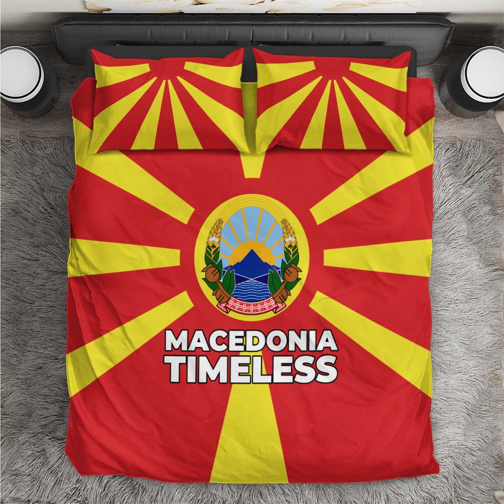 Macedonia Bedding Set with National Emblem and Sunburst Flag Design - Wonder Print Shop