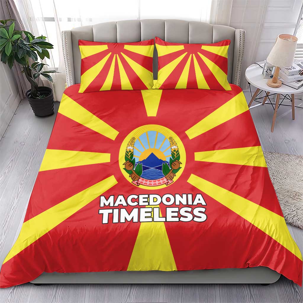 Macedonia Bedding Set with National Emblem and Sunburst Flag Design - Wonder Print Shop