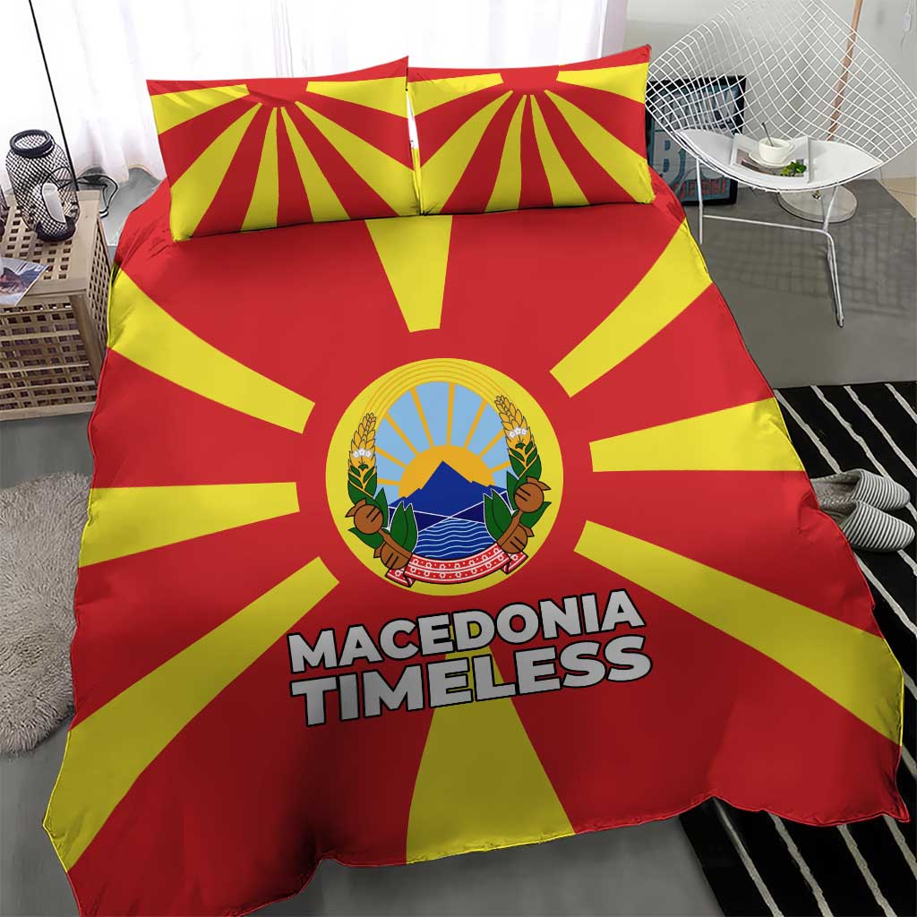 Macedonia Bedding Set with National Emblem and Sunburst Flag Design - Wonder Print Shop