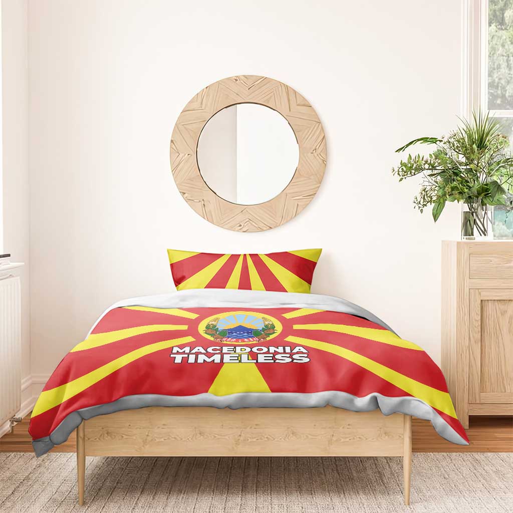 Macedonia Bedding Set with National Emblem and Sunburst Flag Design - Wonder Print Shop