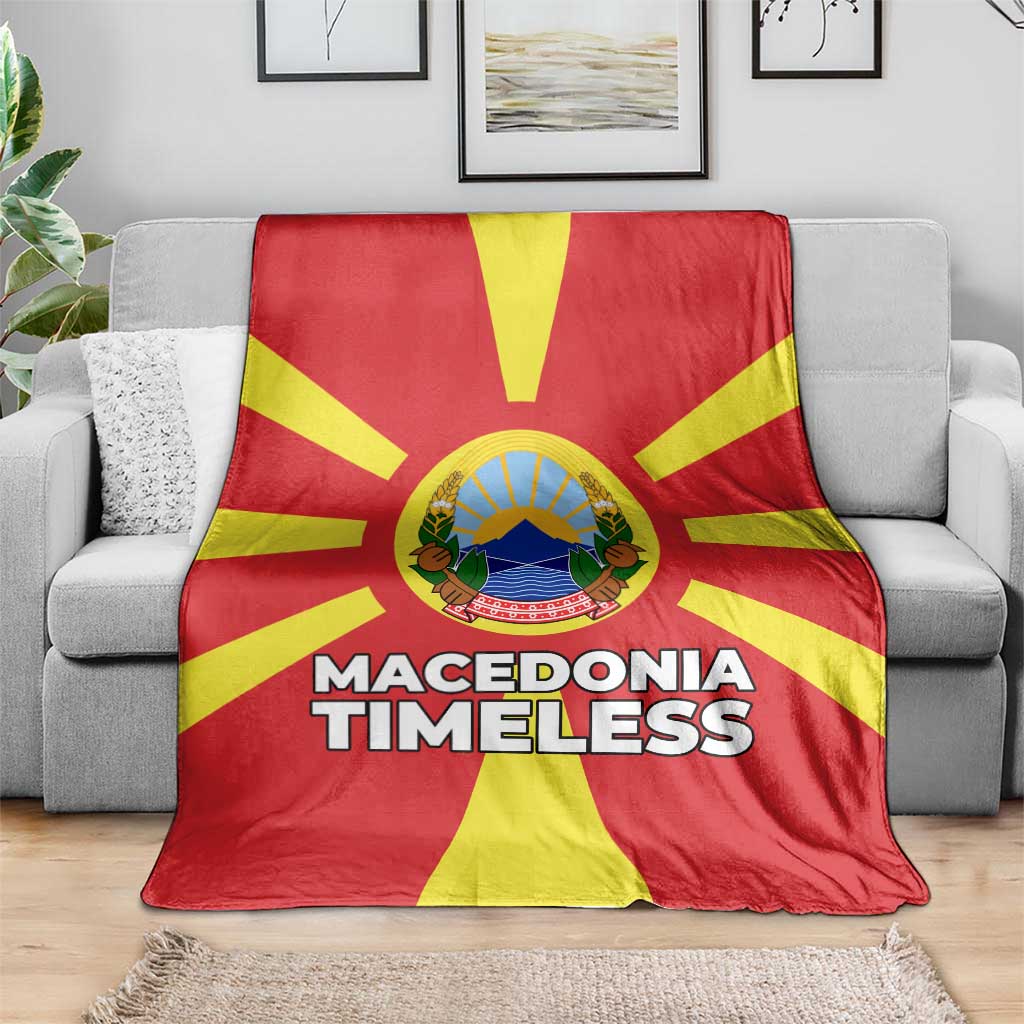 Macedonia Blanket with National Emblem and Sunburst Flag Design - Wonder Print Shop