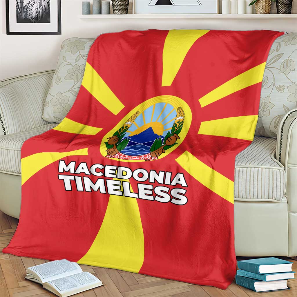 Macedonia Blanket with National Emblem and Sunburst Flag Design - Wonder Print Shop