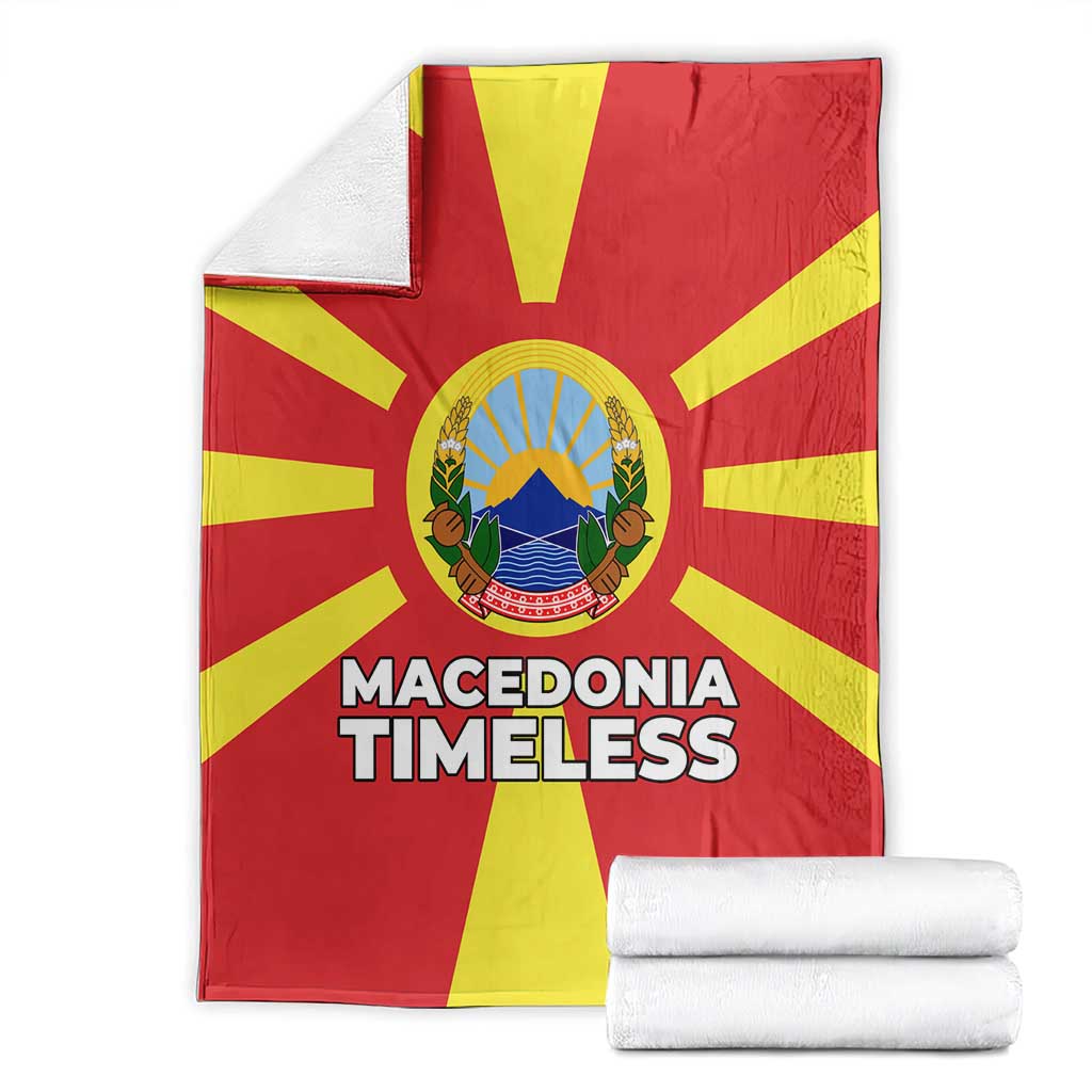 Macedonia Blanket with National Emblem and Sunburst Flag Design - Wonder Print Shop