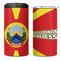 Macedonia 4 in 1 Can Cooler Tumbler with National Emblem and Sunburst Flag Design - Wonder Print Shop