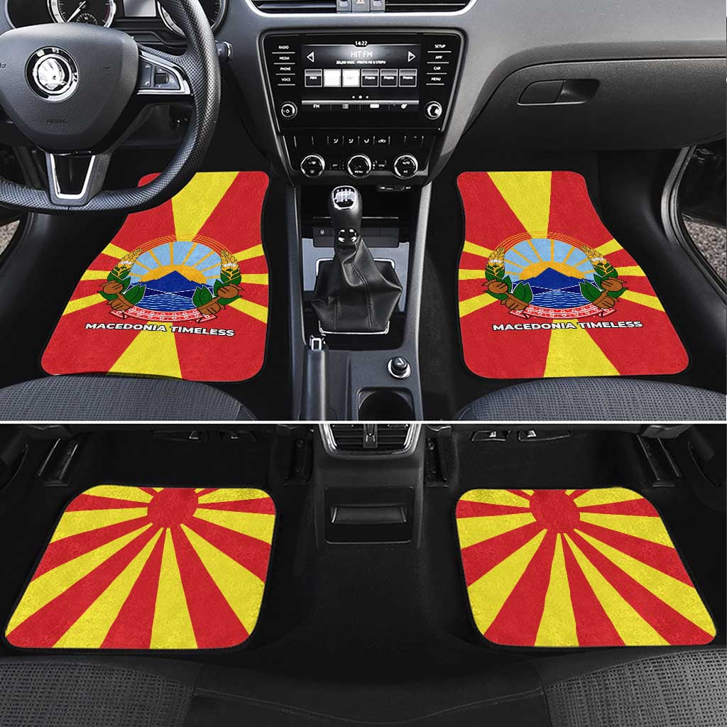 Macedonia Car Mats with National Emblem and Sunburst Flag Design - Wonder Print Shop