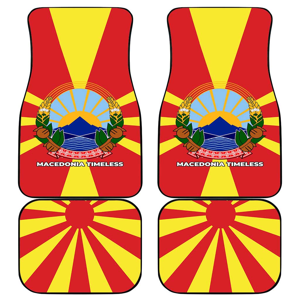 Macedonia Car Mats with National Emblem and Sunburst Flag Design - Wonder Print Shop