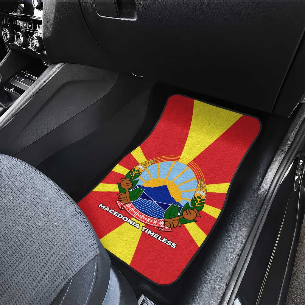 Macedonia Car Mats with National Emblem and Sunburst Flag Design - Wonder Print Shop