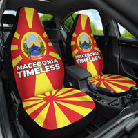 Macedonia Car Seat Cover with National Emblem and Sunburst Flag Design - Wonder Print Shop