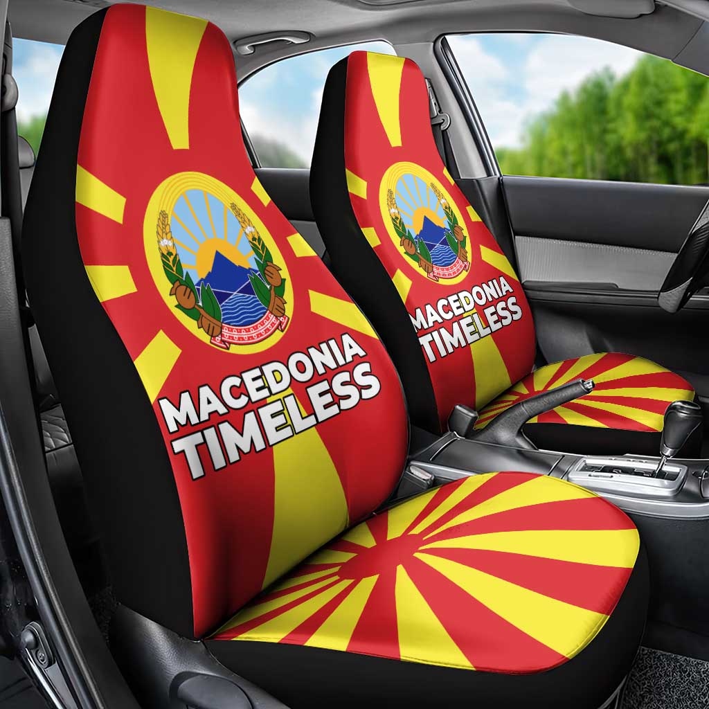Macedonia Car Seat Cover with National Emblem and Sunburst Flag Design - Wonder Print Shop