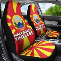 Macedonia Car Seat Cover with National Emblem and Sunburst Flag Design - Wonder Print Shop