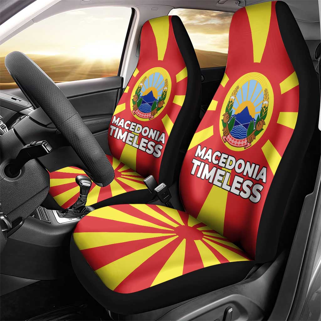 Macedonia Car Seat Cover with National Emblem and Sunburst Flag Design - Wonder Print Shop