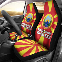 Macedonia Car Seat Cover with National Emblem and Sunburst Flag Design - Wonder Print Shop