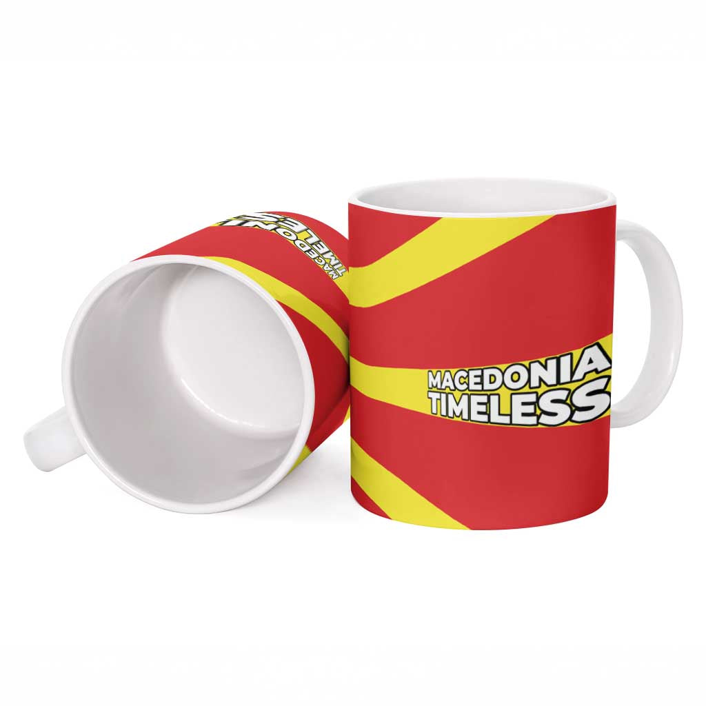Macedonia Ceramic Mug with National Emblem and Sunburst Flag Design - Wonder Print Shop