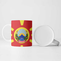 Macedonia Ceramic Mug with National Emblem and Sunburst Flag Design - Wonder Print Shop
