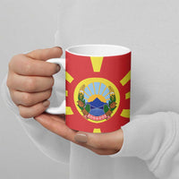 Macedonia Ceramic Mug with National Emblem and Sunburst Flag Design - Wonder Print Shop