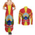 Macedonia Couples Matching Summer Maxi Dress and Long Sleeve Button Shirt with National Emblem and Sunburst Flag Design - Wonder Print Shop