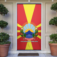 Macedonia Door Cover with National Emblem and Sunburst Flag Design - Wonder Print Shop
