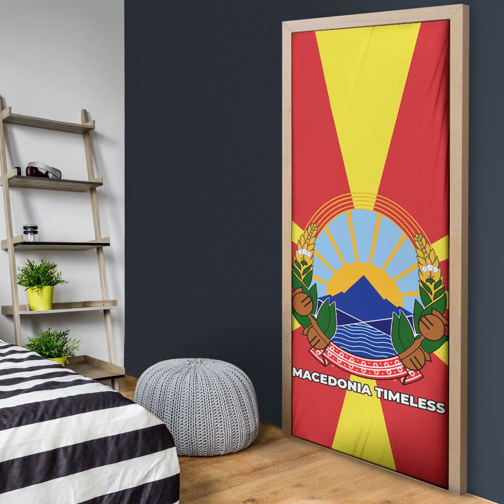Macedonia Door Cover with National Emblem and Sunburst Flag Design - Wonder Print Shop