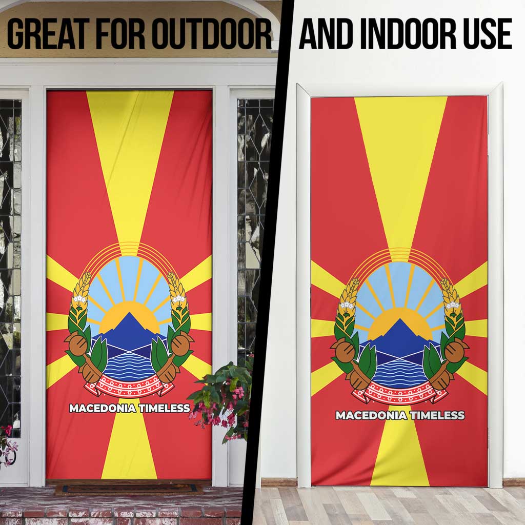 Macedonia Door Cover with National Emblem and Sunburst Flag Design - Wonder Print Shop