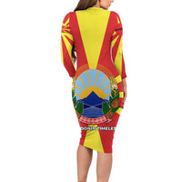Macedonia Family Matching Long Sleeve Bodycon Dress and Hawaiian Shirt with National Emblem and Sunburst Flag Design - Wonder Print Shop