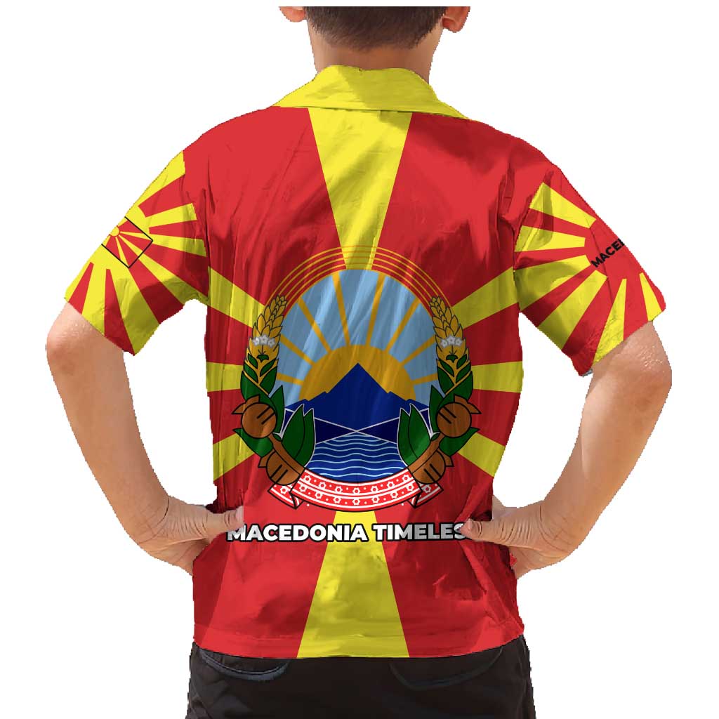 Macedonia Family Matching Mermaid Dress and Hawaiian Shirt with National Emblem and Sunburst Flag Design - Wonder Print Shop