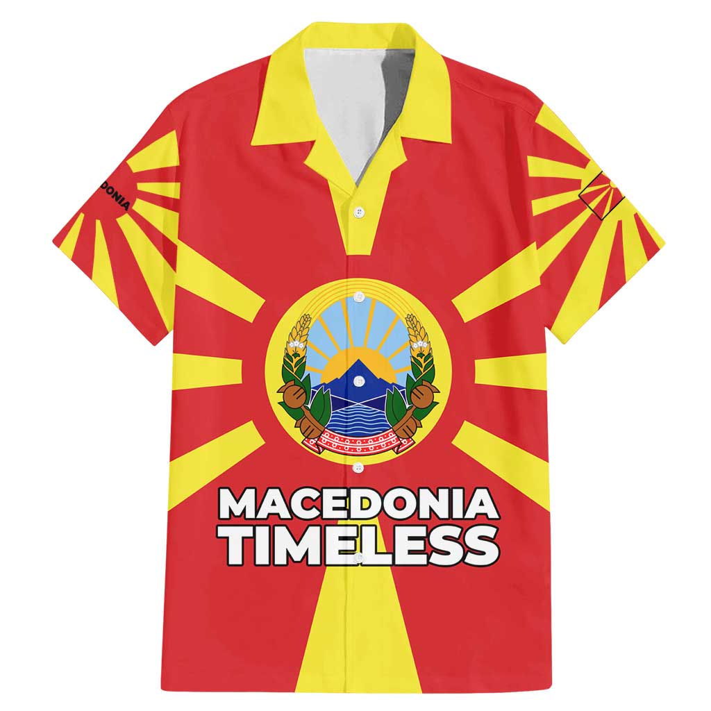 Macedonia Family Matching Mermaid Dress and Hawaiian Shirt with National Emblem and Sunburst Flag Design - Wonder Print Shop