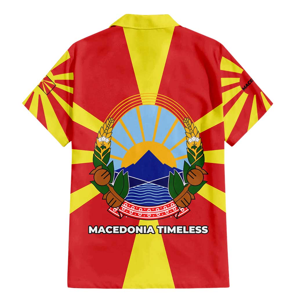Macedonia Family Matching Mermaid Dress and Hawaiian Shirt with National Emblem and Sunburst Flag Design - Wonder Print Shop