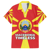 Macedonia Family Matching Off Shoulder Maxi Dress and Hawaiian Shirt with National Emblem and Sunburst Flag Design - Wonder Print Shop